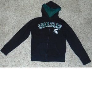Teen MSU Jacket XS Michigan State Spartans Black Zip Up Hooded NCAA Football